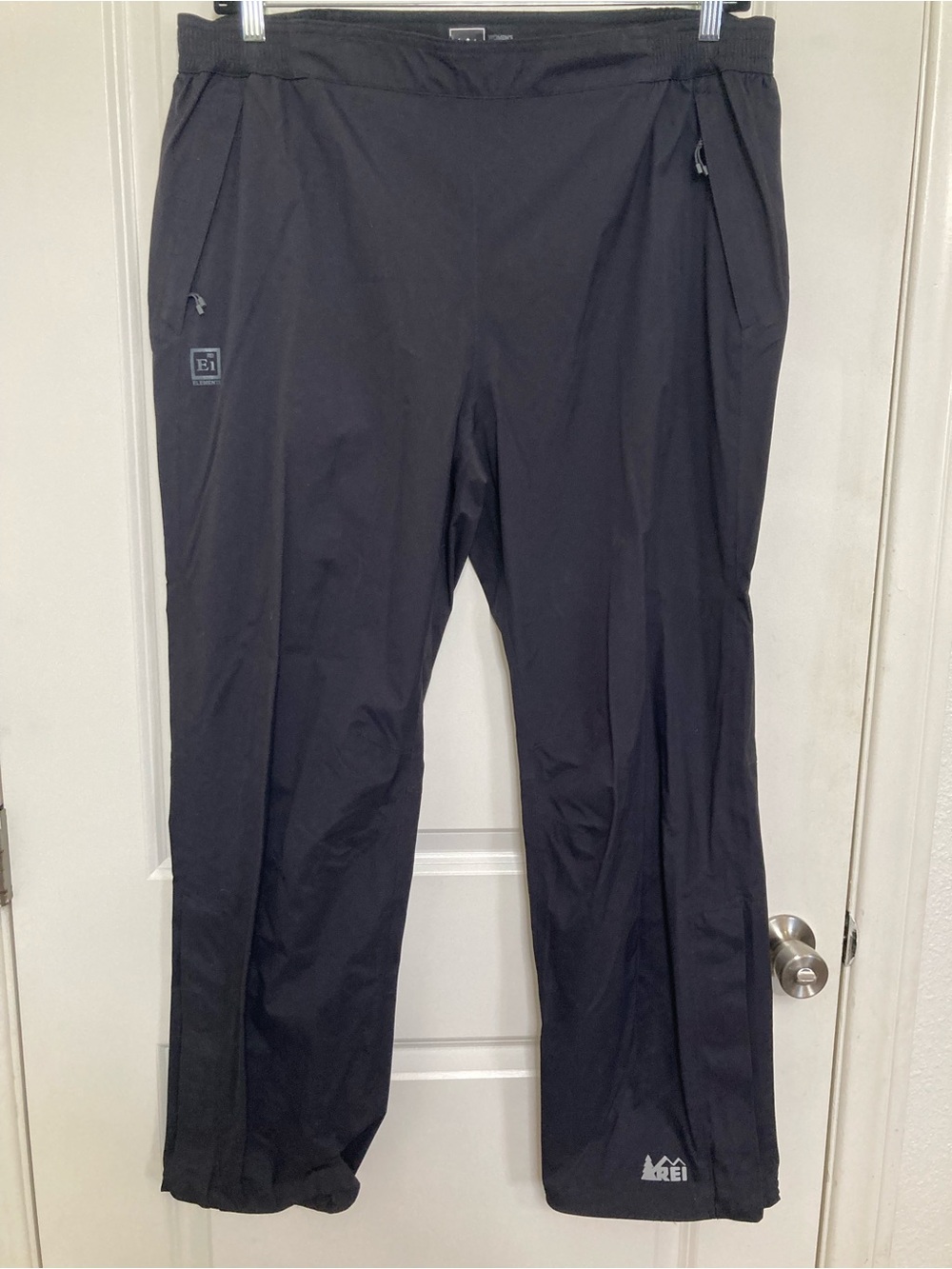 REI Rain Pants Womens XL Black Outdoor Waterproof Zip Pocket Hiking